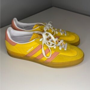 Adidas Gazelle Yellow with Pink Stripes